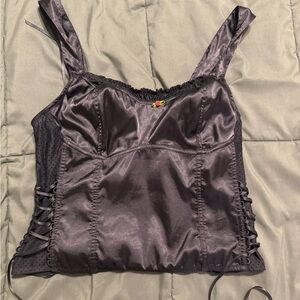 Satin Lace-Up bustier top